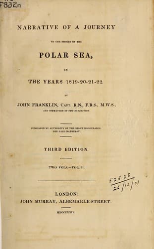 Journey to the shores of the Polar sea, in 1819-20-21-22